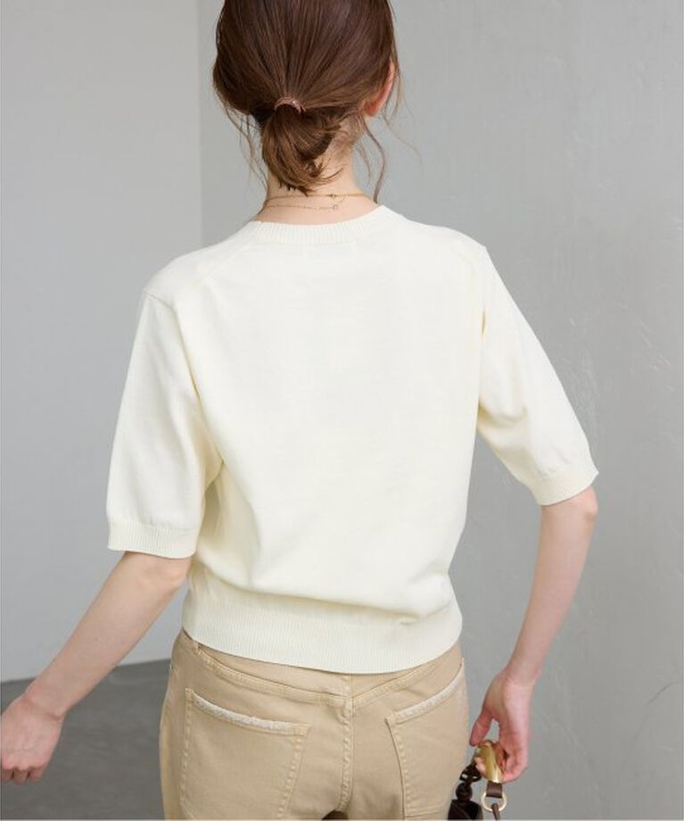 SLOBE IENA「《接触冷感/UV機能》FROSTYCOTTONハーフスリーブプルオーバー」|ニット・セーター|