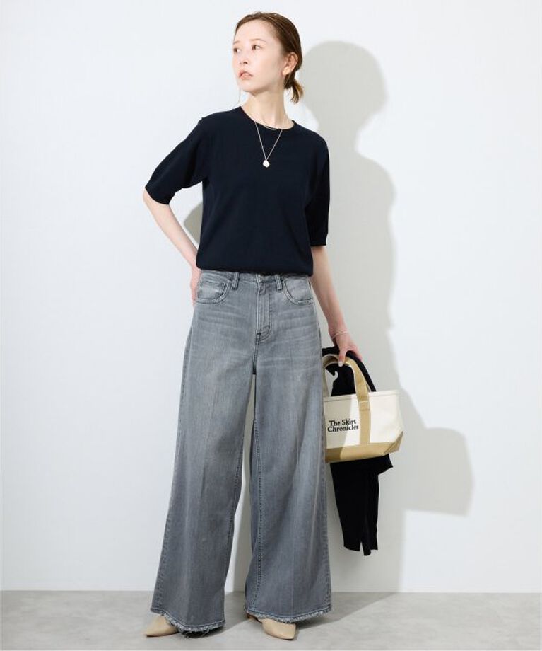 SLOBE IENA「《接触冷感/UV機能》FROSTYCOTTONハーフスリーブプルオーバー」|ニット・セーター|
