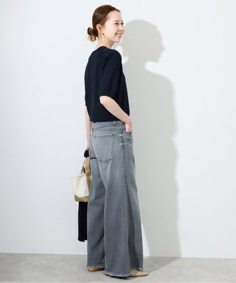 SLOBE IENA「《接触冷感/UV機能》FROSTYCOTTONハーフスリーブプルオーバー」|ニット・セーター|