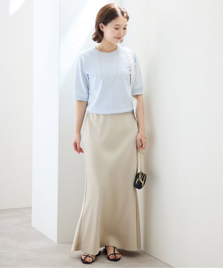 SLOBE IENA「《接触冷感/UV機能》FROSTYCOTTONハーフスリーブプルオーバー」|ニット・セーター|