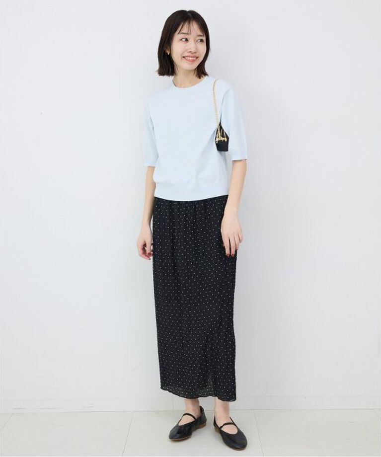 SLOBE IENA「《接触冷感/UV機能》FROSTYCOTTONハーフスリーブプルオーバー」|ニット・セーター|