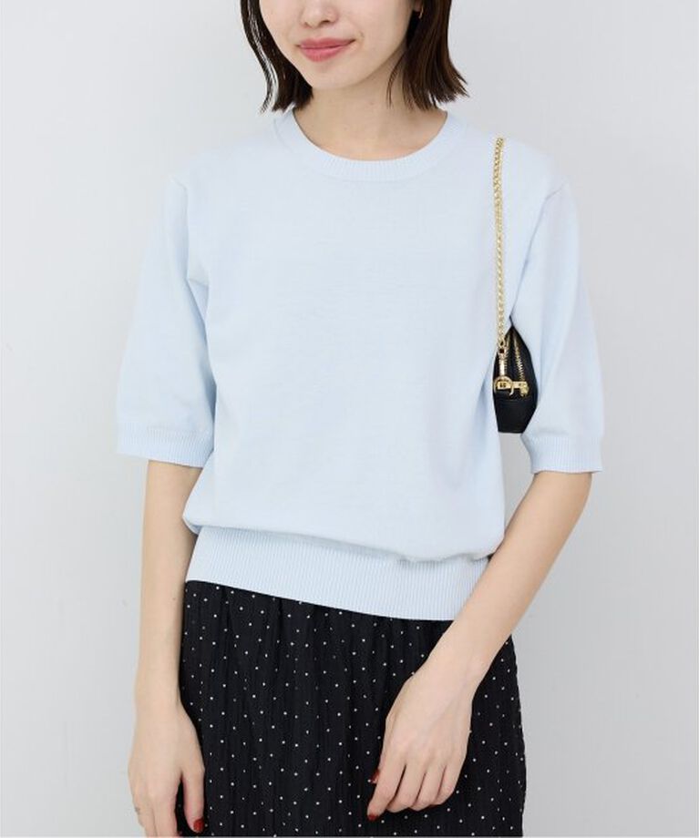 SLOBE IENA「《接触冷感/UV機能》FROSTYCOTTONハーフスリーブプルオーバー」|ニット・セーター|