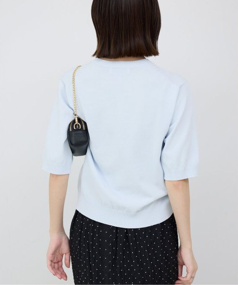 SLOBE IENA「《接触冷感/UV機能》FROSTYCOTTONハーフスリーブプルオーバー」|ニット・セーター|