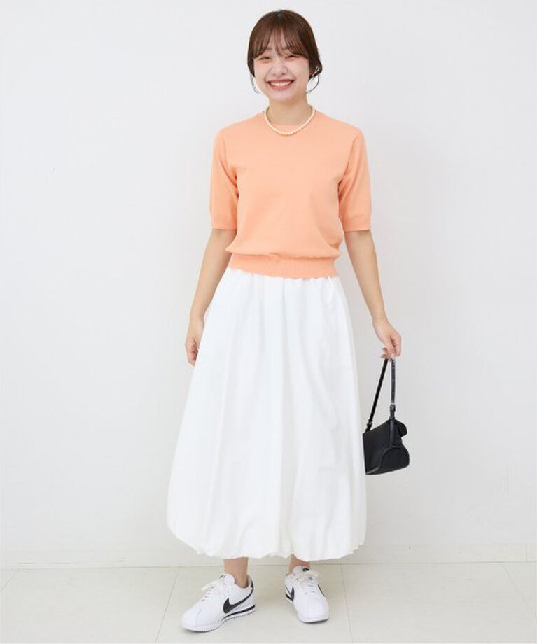 SLOBE IENA「《接触冷感/UV機能》FROSTYCOTTONハーフスリーブプルオーバー」|ニット・セーター|