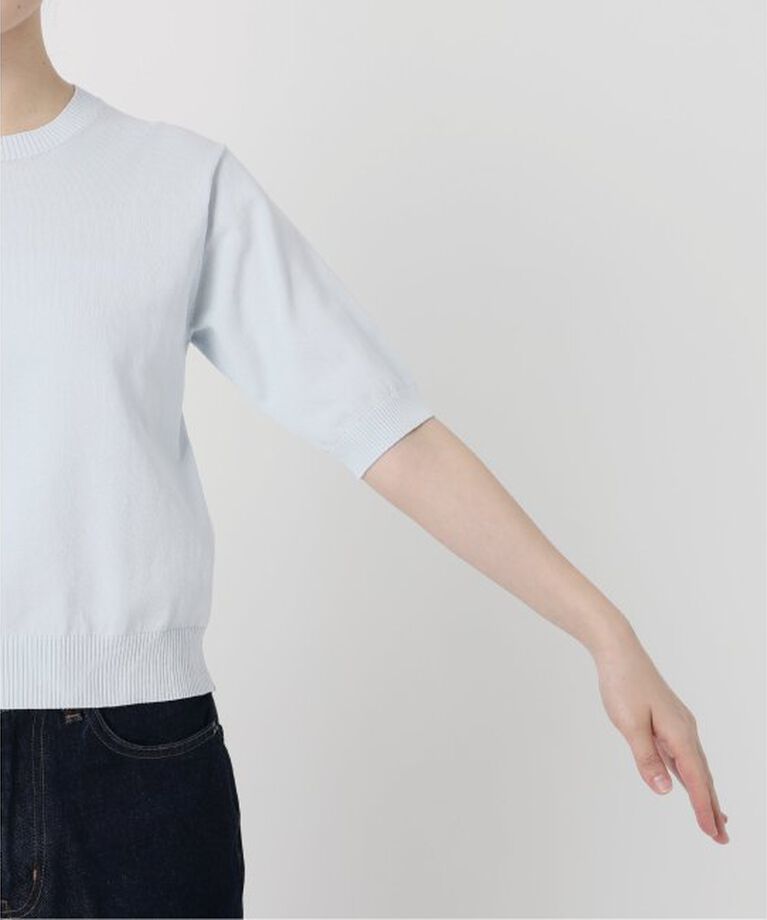 SLOBE IENA「《接触冷感/UV機能》FROSTYCOTTONハーフスリーブプルオーバー」|ニット・セーター|