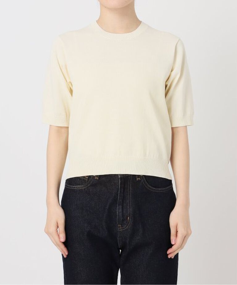 SLOBE IENA「《接触冷感/UV機能》FROSTYCOTTONハーフスリーブプルオーバー」|ニット・セーター|