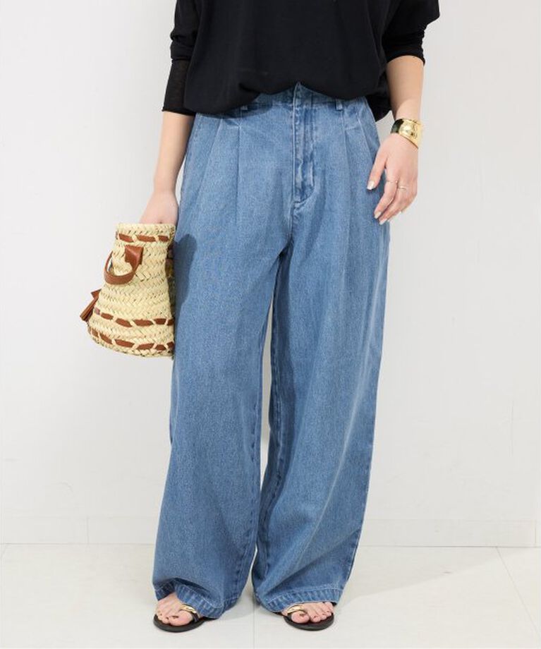 SLOBE IENA「《WEB限定/追加4予約》LEDENIM TUCK TROUSER」|デニム|