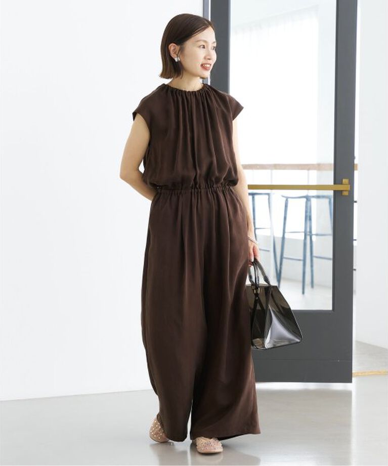 IENA「《WEB限定/追加2予約》キュプラギャザーネックオールインワン」|オールインワン|
