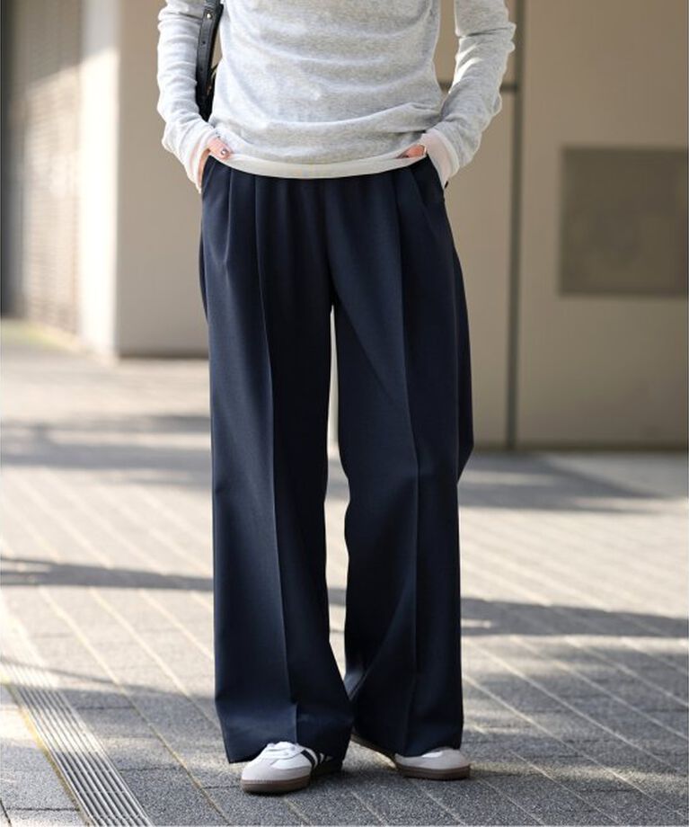 JOURNAL STANDARD relume「《WEB限定追加予約6》マットウースフレアタックパンツ」|スラックス|ネイビー