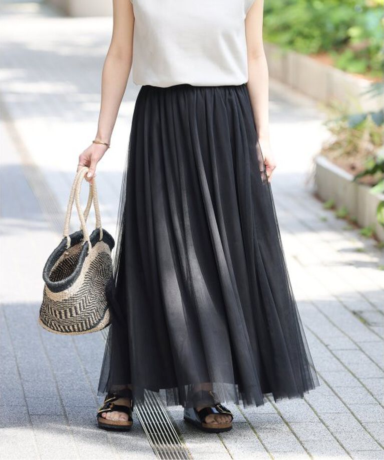 JOURNAL STANDARD relume「《WEB限定追加予約5》ウォッシャブルチュールイージースカート」|スカート|ブラック