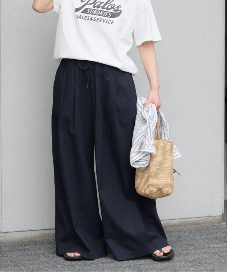 JOURNAL STANDARD relume「《追加》リネンコットンワイドギャザーパンツ」|その他|ネイビー