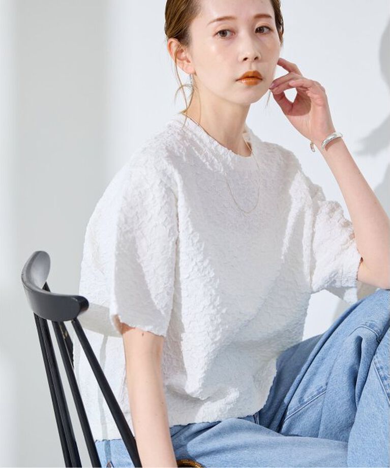 JOURNAL STANDARD「《WEB限定追加予約》シャーリングハーフスリーブTシャツ」|Tシャツ・カットソー|ホワイト