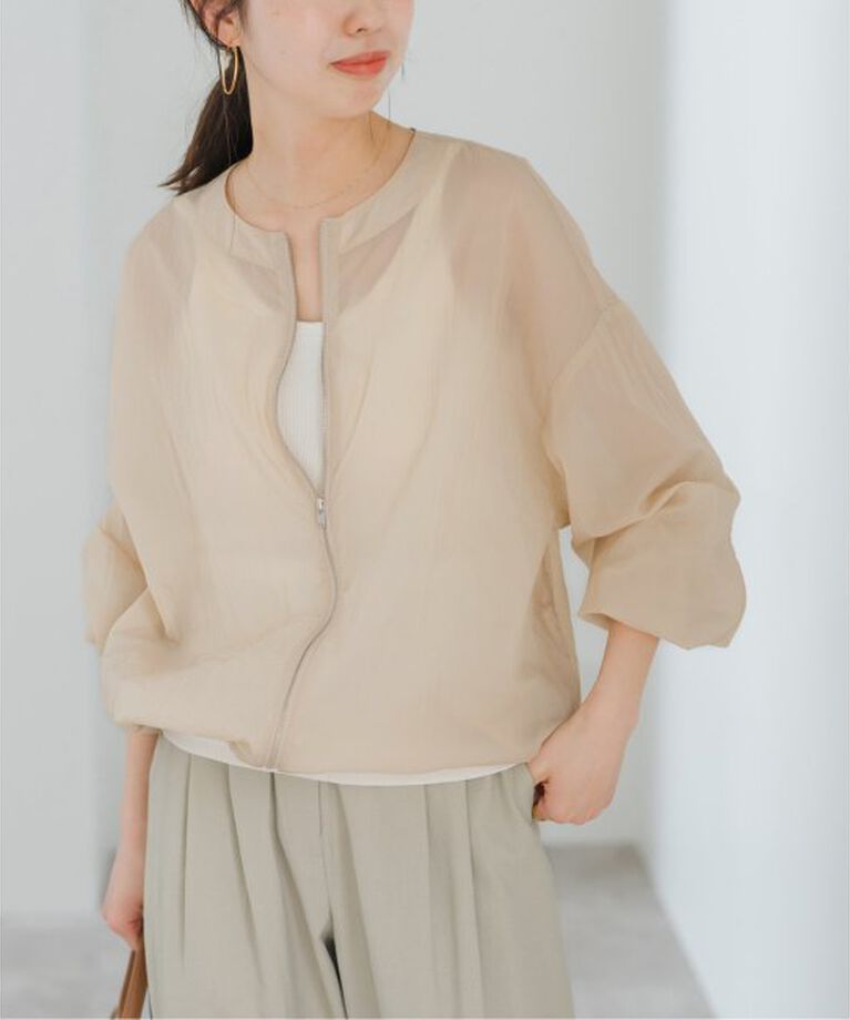 Spick and Span「《一部店舗+WEB限定》シアーフロントZIPブルゾン」|その他|