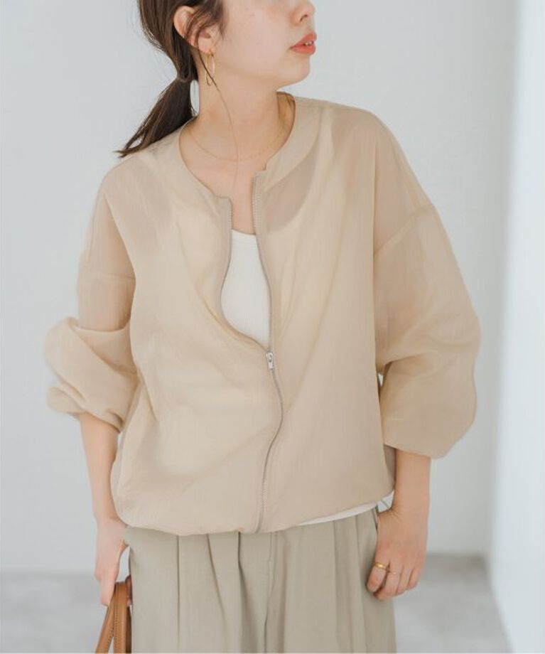 Spick and Span「《一部店舗+WEB限定》シアーフロントZIPブルゾン」|その他|