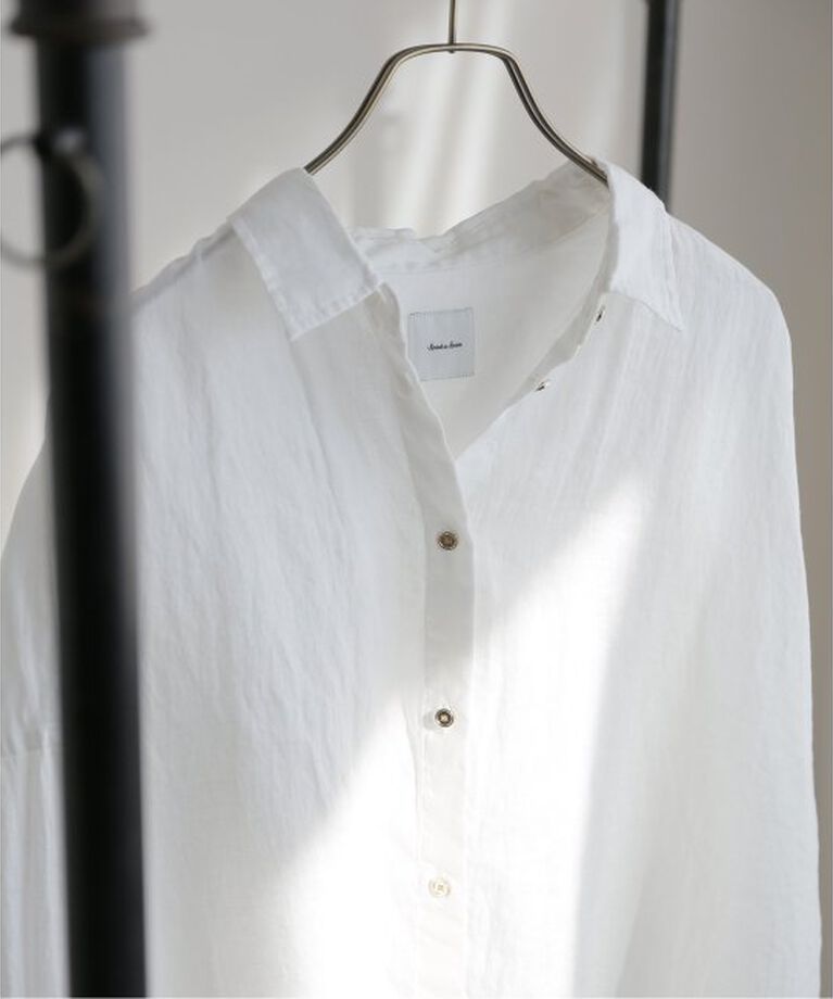 Spick and Span「《追加2》80リネンカシュクールビッグシャツ」|シャツ・ブラウス|