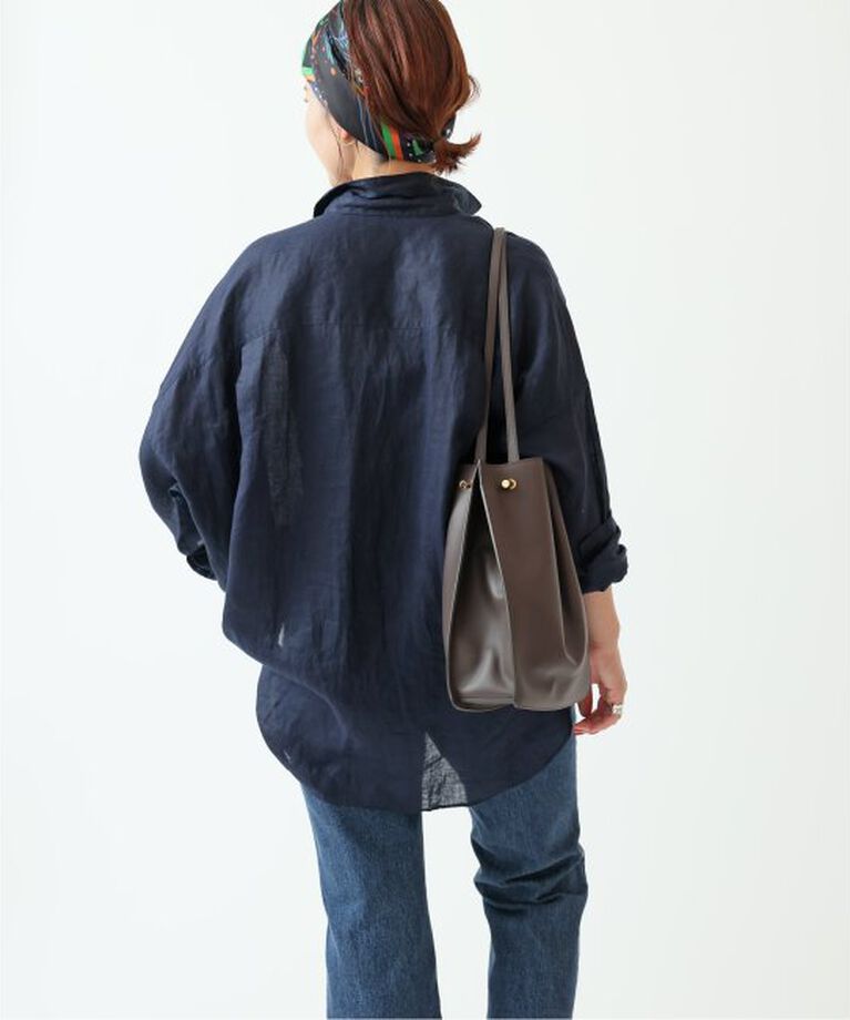 Spick and Span「《追加2》80リネンカシュクールビッグシャツ」|シャツ・ブラウス|