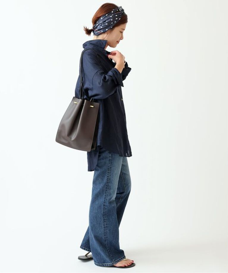 Spick and Span「《追加2》80リネンカシュクールビッグシャツ」|シャツ・ブラウス|