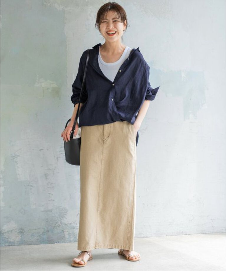 Spick and Span「《追加2》80リネンカシュクールビッグシャツ」|シャツ・ブラウス|