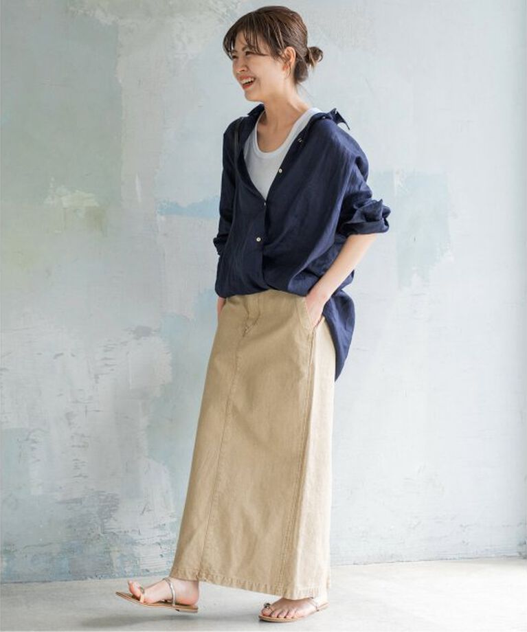 Spick and Span「《追加2》80リネンカシュクールビッグシャツ」|シャツ・ブラウス|