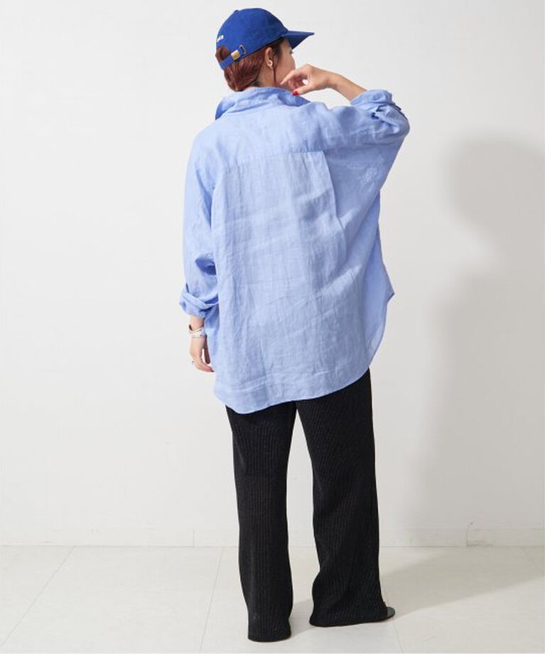 Spick and Span「《追加2》80リネンカシュクールビッグシャツ」|シャツ・ブラウス|