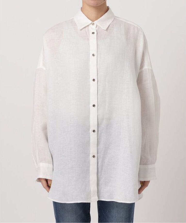 Spick and Span「《追加2》80リネンカシュクールビッグシャツ」|シャツ・ブラウス|