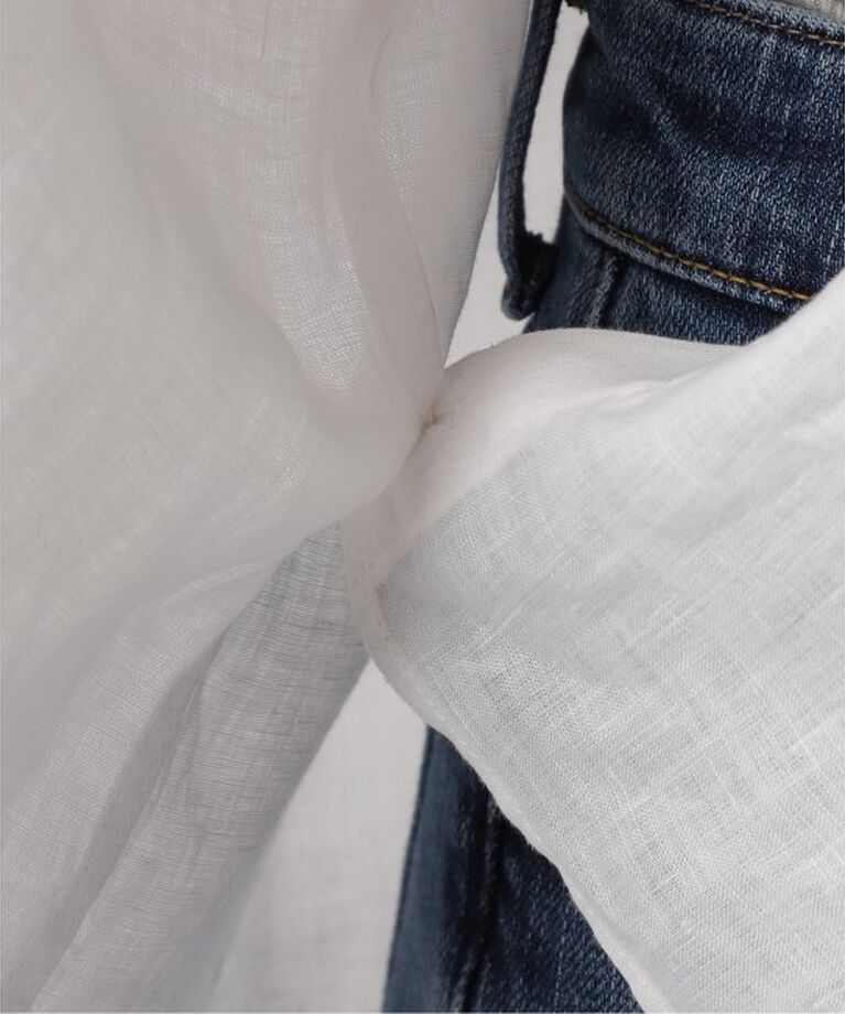Spick and Span「《追加2》80リネンカシュクールビッグシャツ」|シャツ・ブラウス|