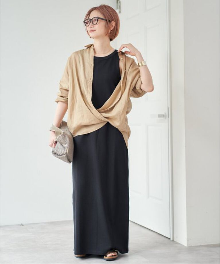 Spick and Span「《追加2》80リネンカシュクールビッグシャツ」|シャツ・ブラウス|