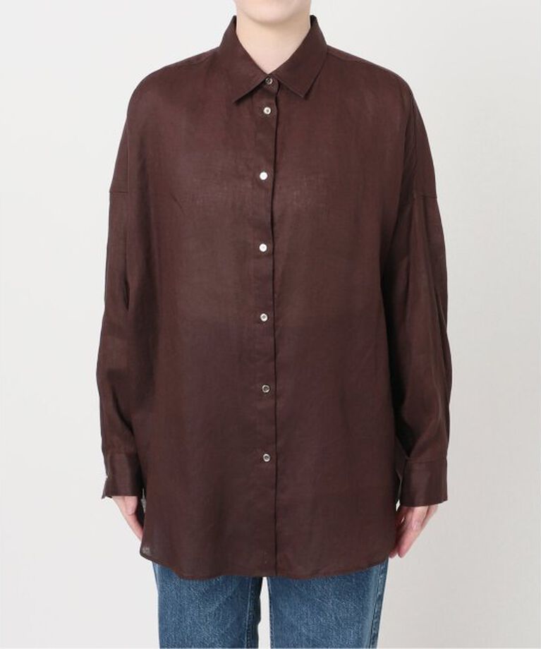 Spick and Span「《追加2》80リネンカシュクールビッグシャツ」|シャツ・ブラウス|