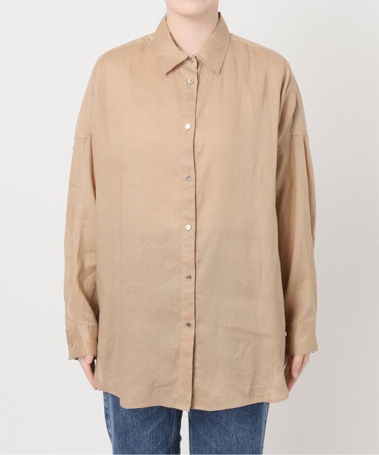 Spick and Span「《追加2》80リネンカシュクールビッグシャツ」|シャツ・ブラウス|