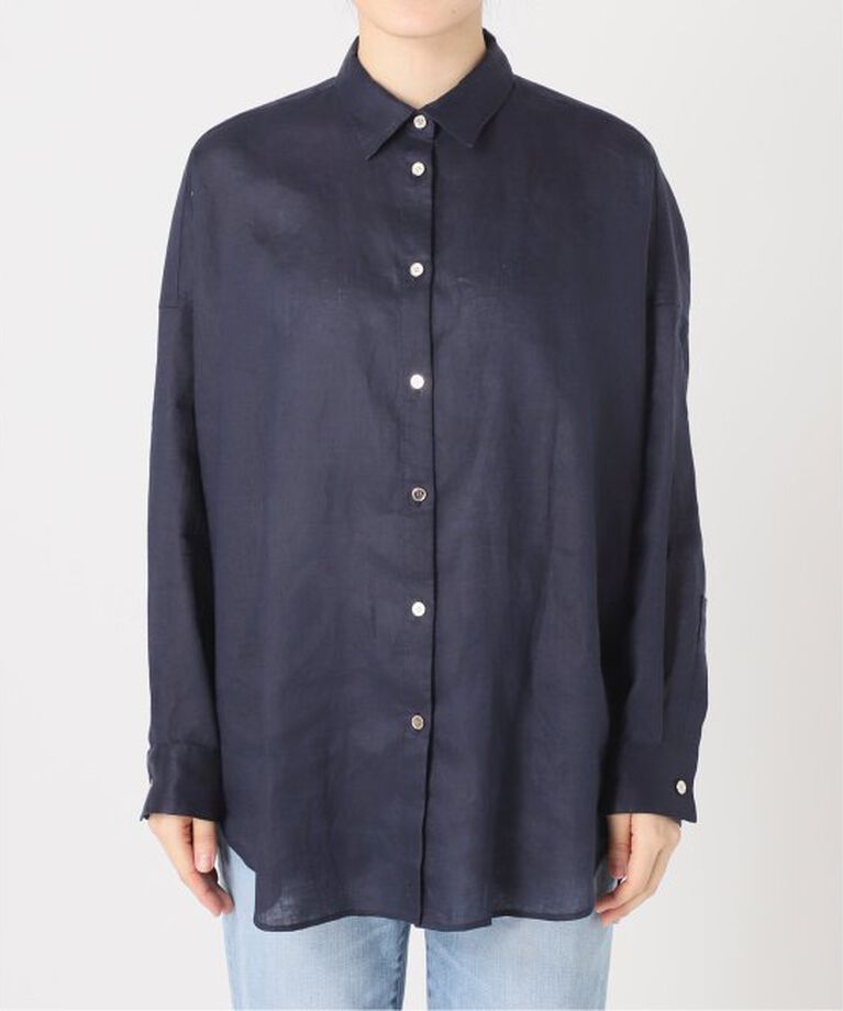 Spick and Span「《追加2》80リネンカシュクールビッグシャツ」|シャツ・ブラウス|