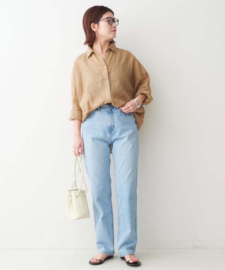 Spick and Span「《追加2》80リネンカシュクールビッグシャツ」|シャツ・ブラウス|