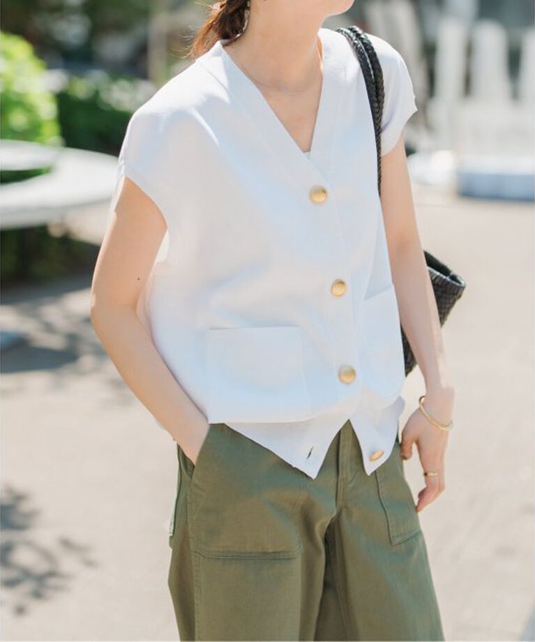 Spick and Span「《WEB限定予約》ウォッシャブルVネックニットベスト」|ベスト・ジレ|