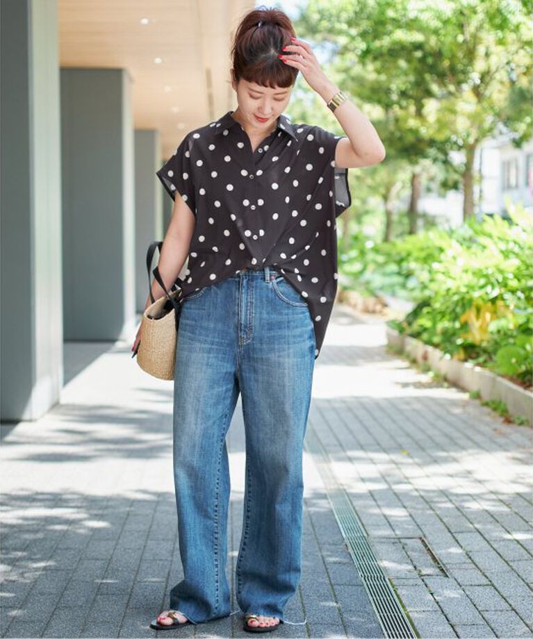 Spick and Span「《WEB限定予約》ドットフレンチスリーブシャツ」|シャツ・ブラウス|