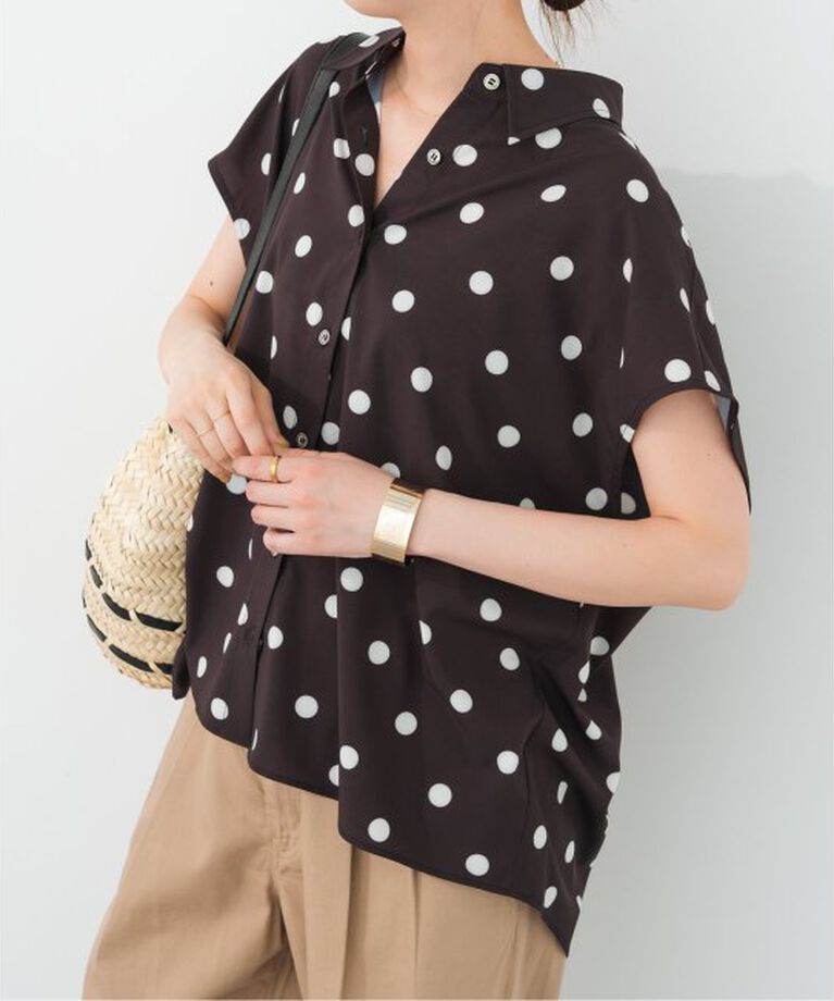 Spick and Span「《WEB限定予約》ドットフレンチスリーブシャツ」|シャツ・ブラウス|