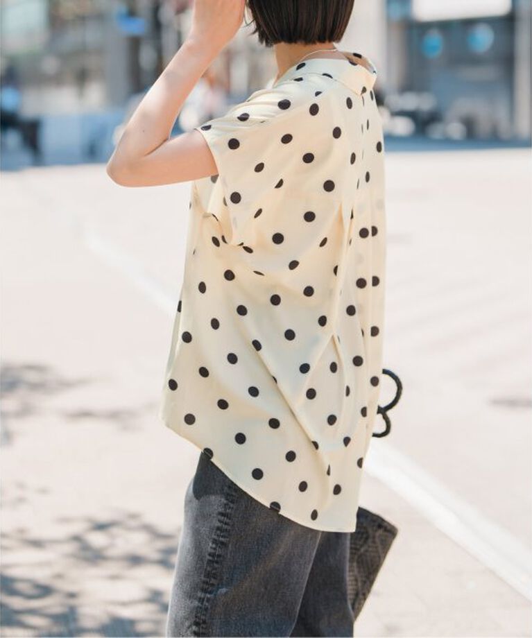 Spick and Span「《WEB限定予約》ドットフレンチスリーブシャツ」|シャツ・ブラウス|