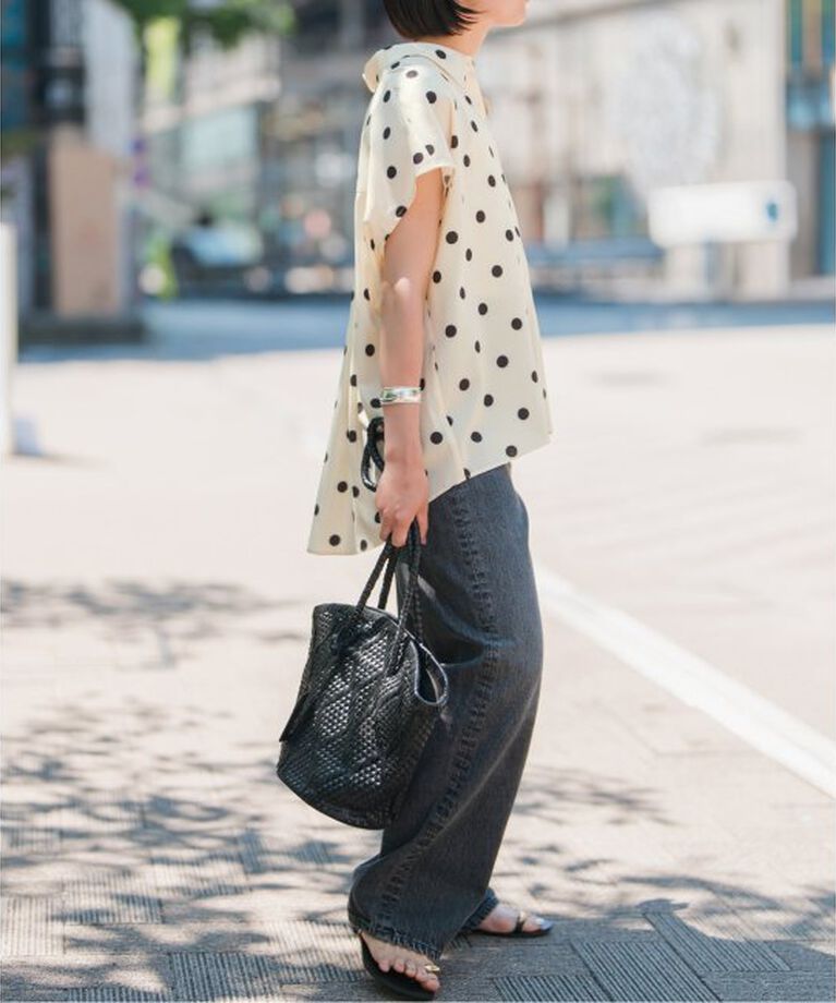 Spick and Span「《WEB限定予約》ドットフレンチスリーブシャツ」|シャツ・ブラウス|
