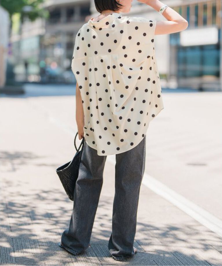 Spick and Span「《WEB限定予約》ドットフレンチスリーブシャツ」|シャツ・ブラウス|