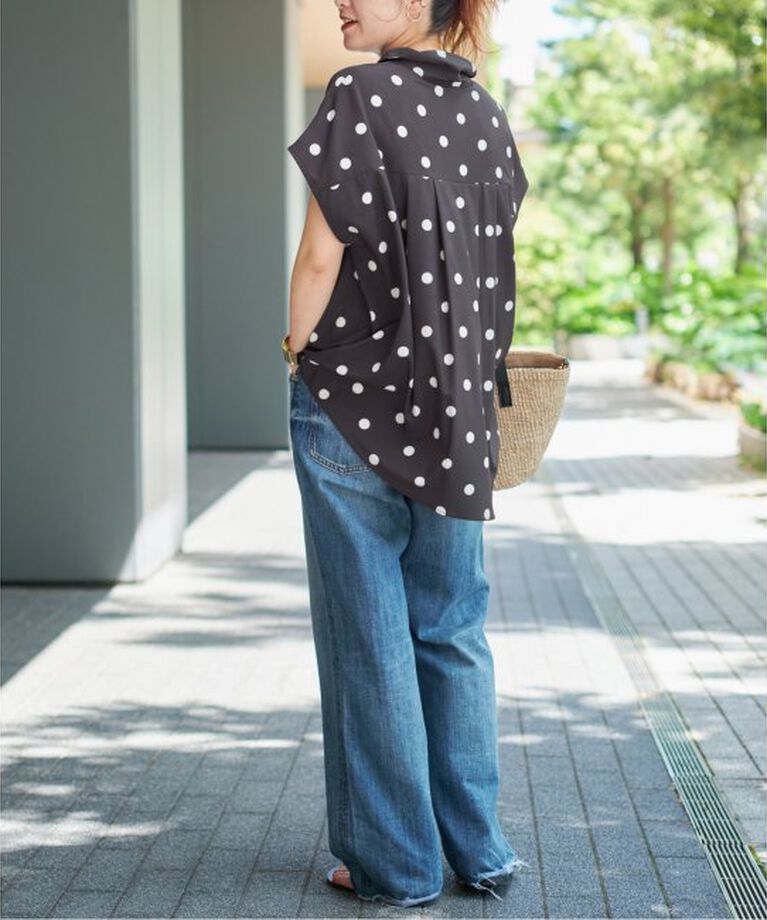 Spick and Span「《WEB限定予約》ドットフレンチスリーブシャツ」|シャツ・ブラウス|