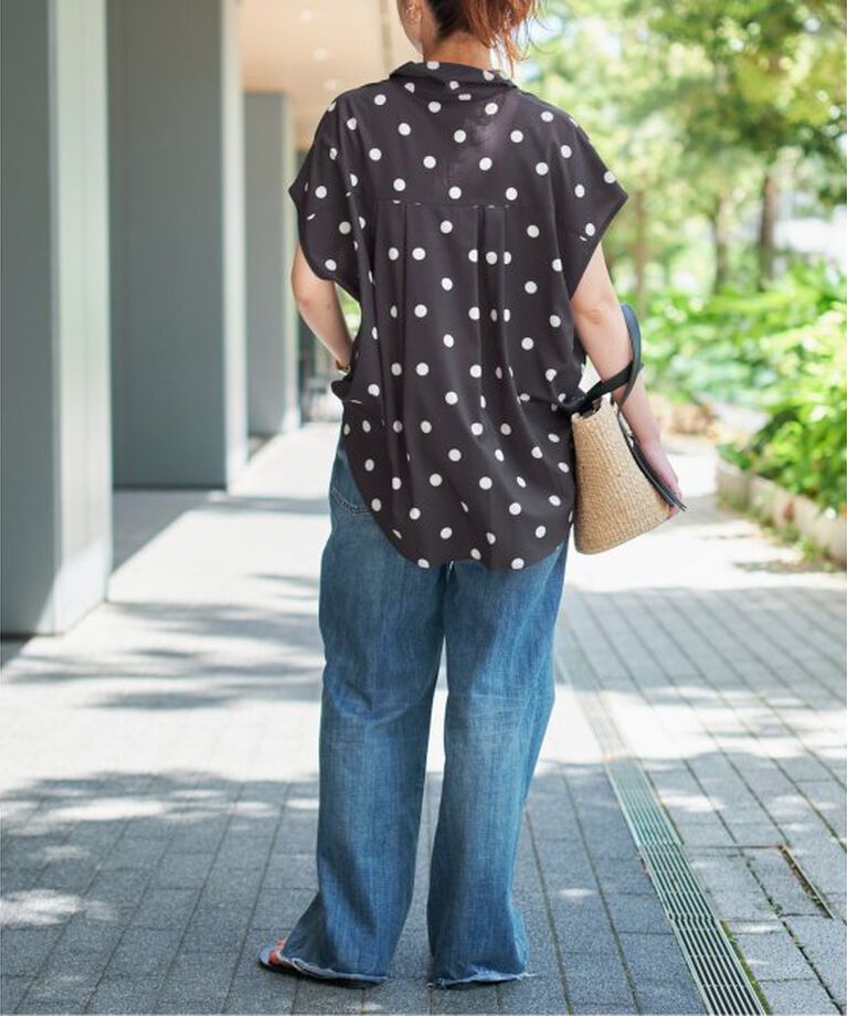 Spick and Span「《WEB限定予約》ドットフレンチスリーブシャツ」|シャツ・ブラウス|
