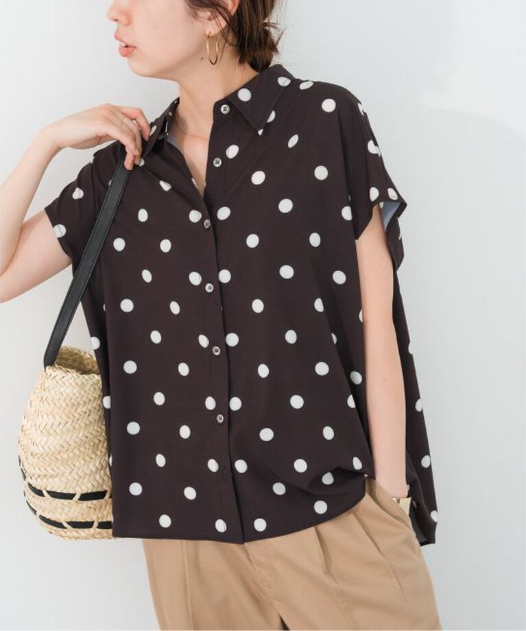 Spick and Span「《WEB限定予約》ドットフレンチスリーブシャツ」|シャツ・ブラウス|