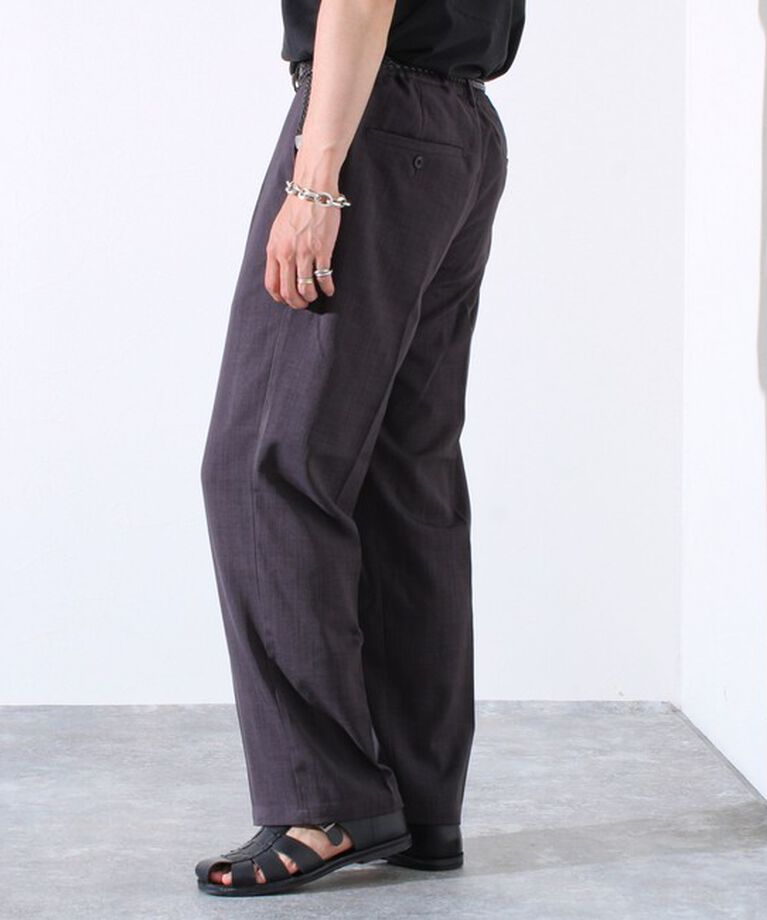 GLOSTER「【GLOSTER/グロスター】タック入り ドライポリ ワイドストレート スラックスパンツ」|チノ|