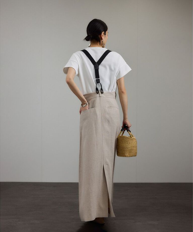 SALON adam et rope'「【WEB限定】ヨーロピアンフラックスリネンサスペンダースカート」|スカート|