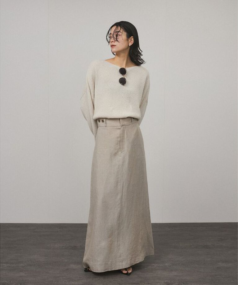 SALON adam et rope'「【WEB限定】ヨーロピアンフラックスリネンサスペンダースカート」|スカート|