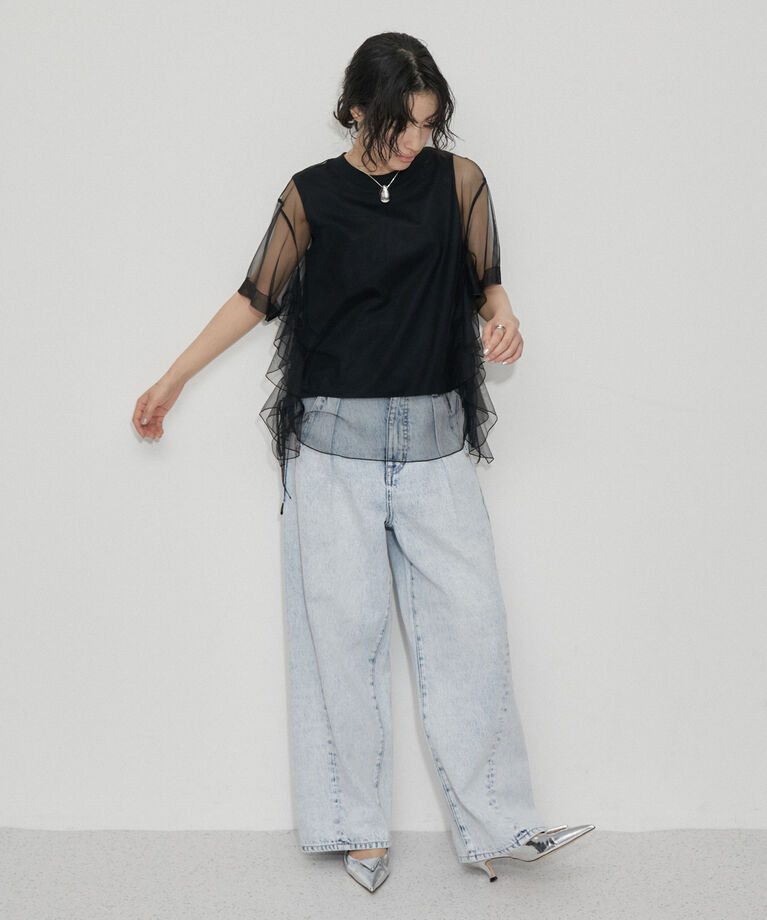 ADAM ET ROPE'「【再入荷・洗える・サステナブル】ギャザーチュールトップス」|その他|