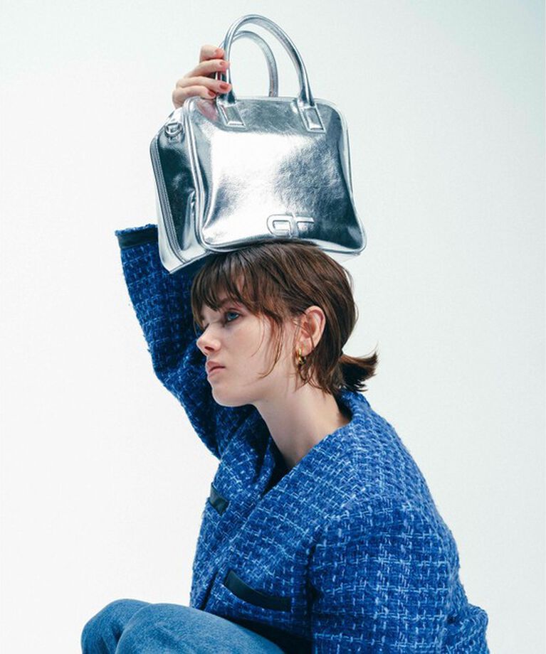 ADAM ET ROPE'「【サステナブル】・【再入荷】ロゴボストンバッグ」|ボストンバッグ|シルバー