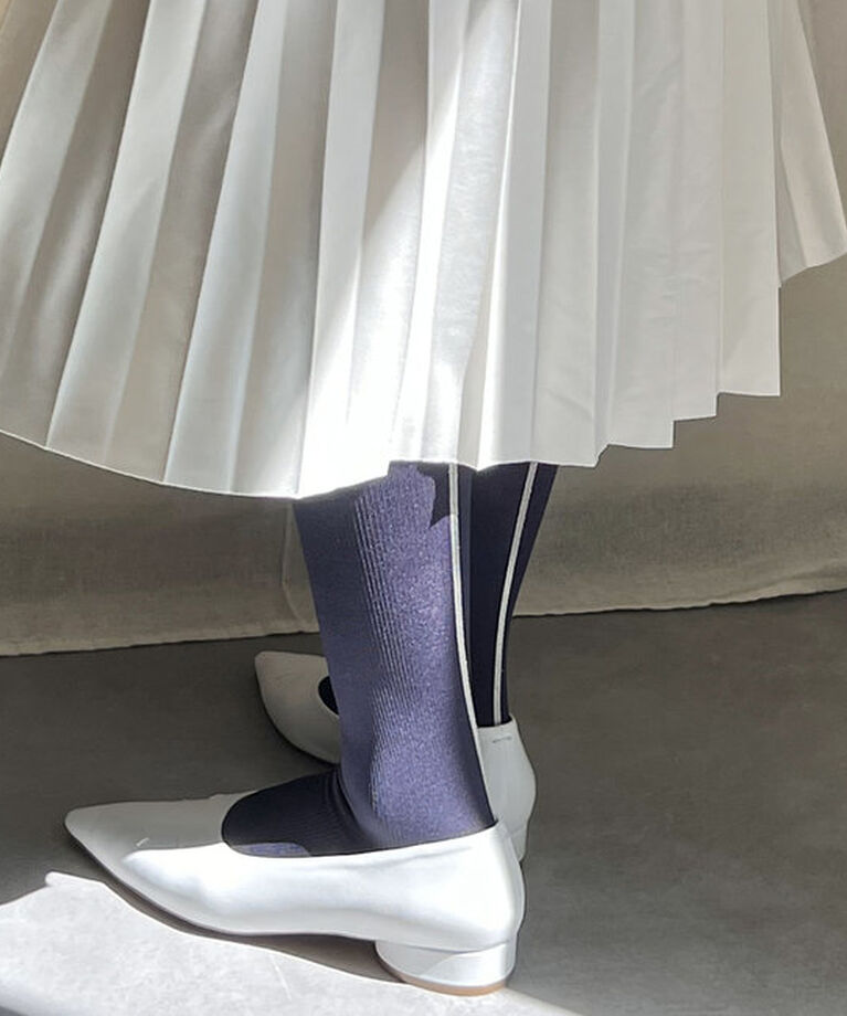  「【WEB限定】MAEE ラインソックス」|ソックス|ネイビー