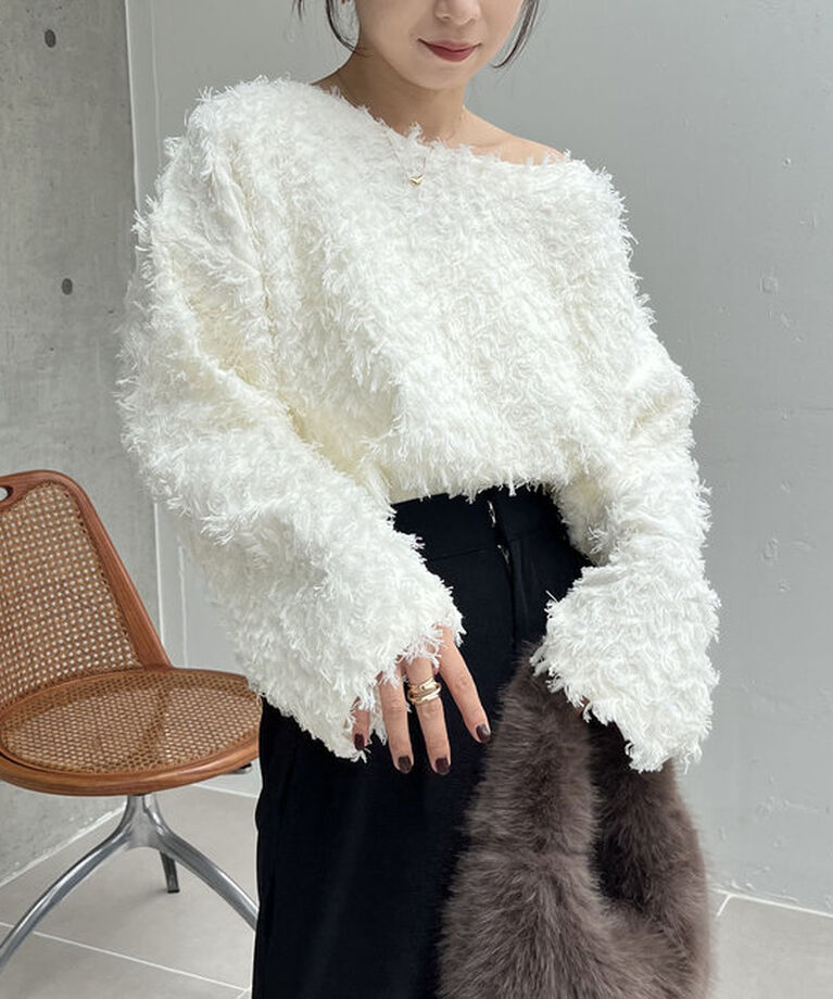  「【人気アイテム再入荷】フリンジボートネックプルオーバー」|ニット・セーター|