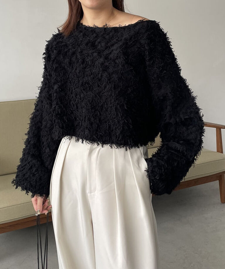 「【人気アイテム再入荷】フリンジボートネックプルオーバー」|ニット・セーター|