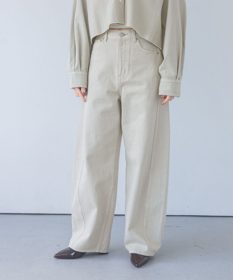 A part by 「【再入荷】Apbコクーンデニムパンツ」|デニム|ベージュ