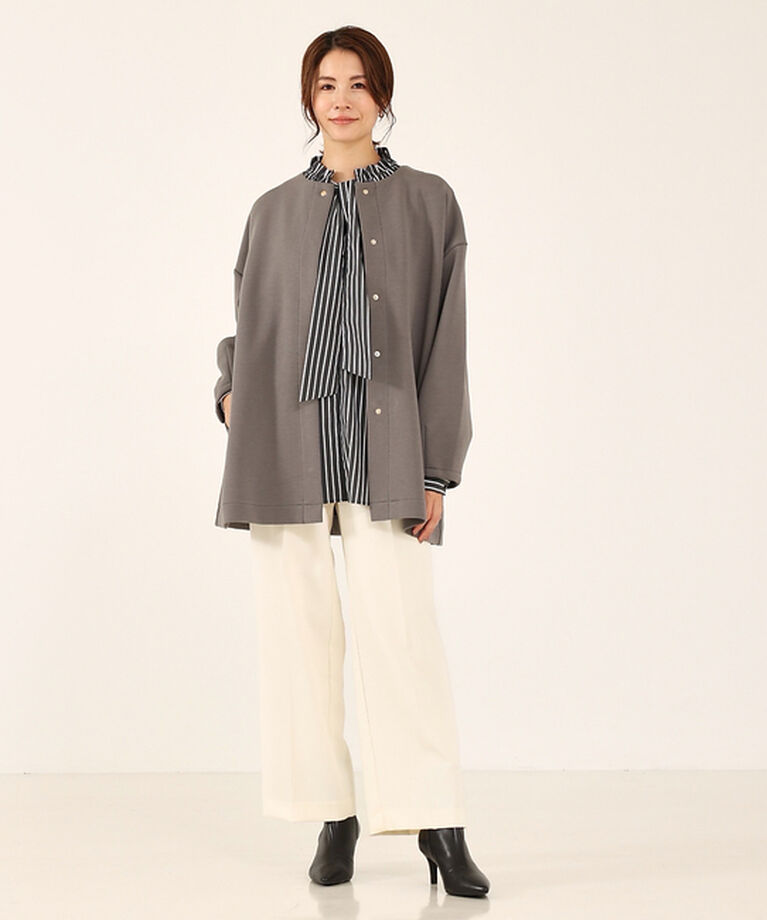 abahouse mavie「シルキーダンボールハーフコート」|ノーカラーコート|